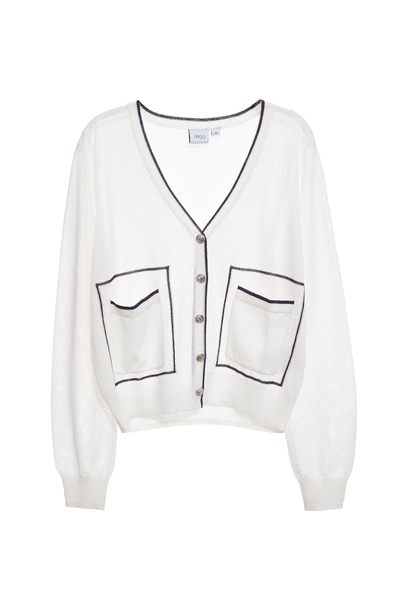 亮白色小香風針織外套