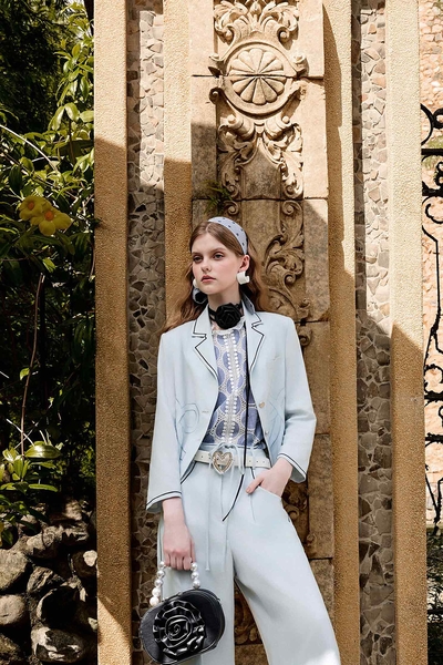 帆船藍字母刺繡西裝外套