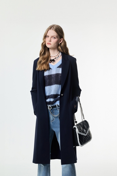 簡約海軍藍長版外套