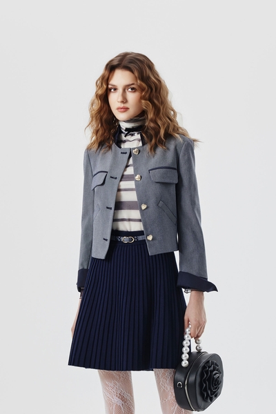 循環灰偽牛仔外套