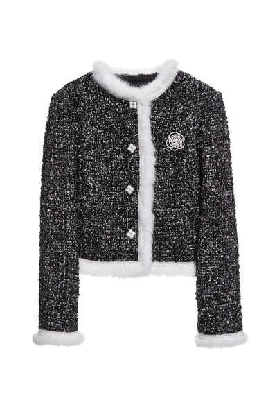 珍珠花朵別針小香復古外套