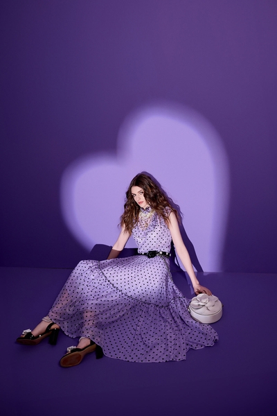 紫花西番蓮色愛心長裙