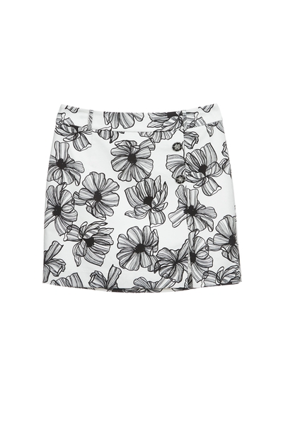 手繪線條花印花短裙