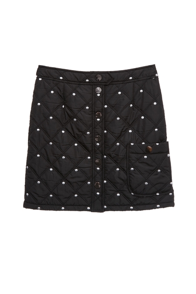 黑底白點菱形格鋪棉短裙