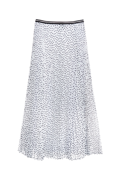 白底黑點雪紡女神壓摺長裙