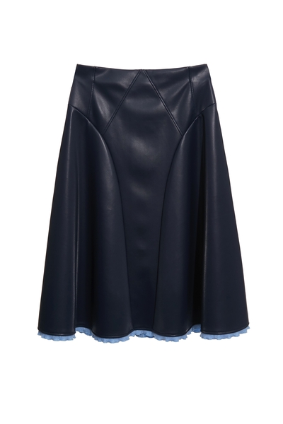 海軍藍綴羅紋下擺長裙