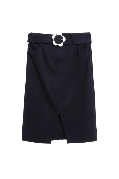 花朵腰帶頭中長裙