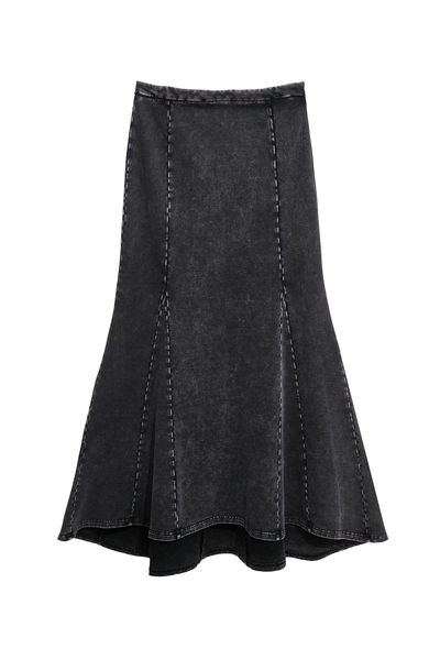 仿舊洗水魚尾長裙