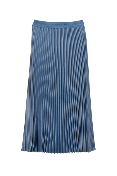 珍珠藍復古洗水百褶裙