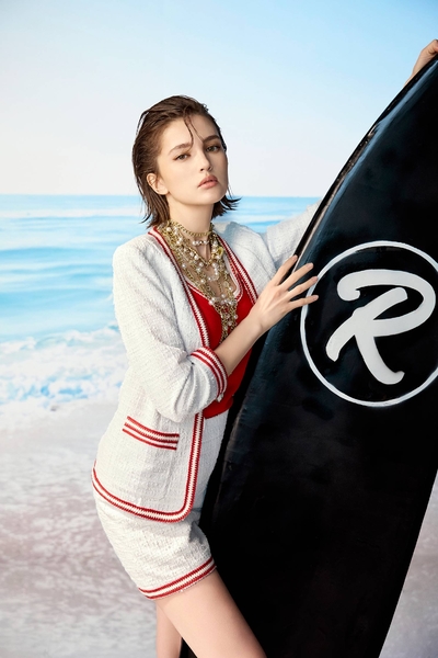 高端紅白飾帶短A裙