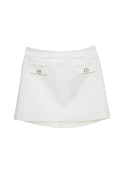 氣質貼袋鑽釦短裙