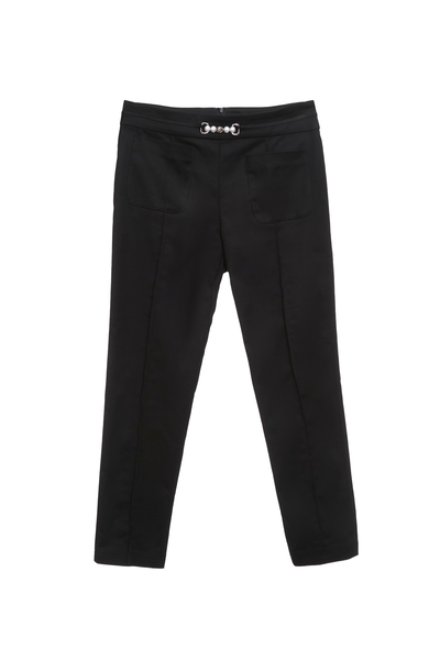 金屬珍珠釦飾八分窄管褲