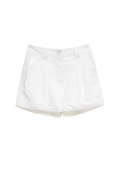 白色渡假風棉麻短褲