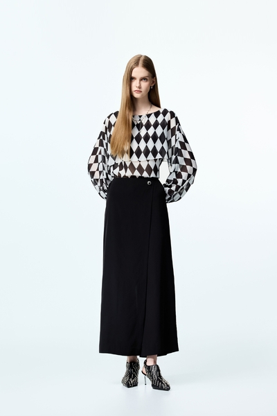 垂墜感圍裹式寬褲裙