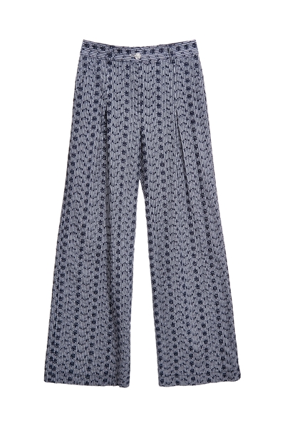 海軍藍花朵刺繡長褲