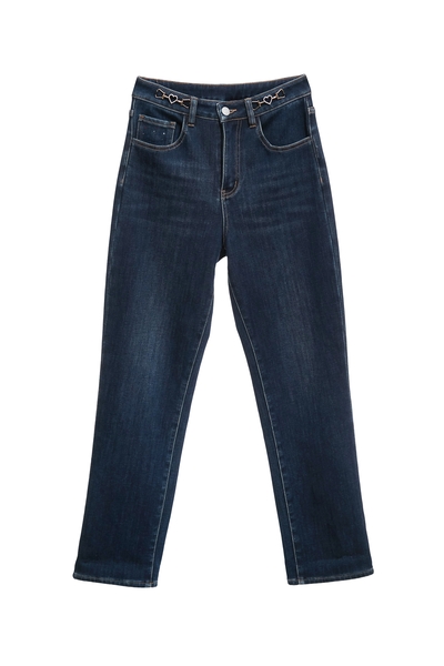 五彩鑽飾口袋牛仔合身褲