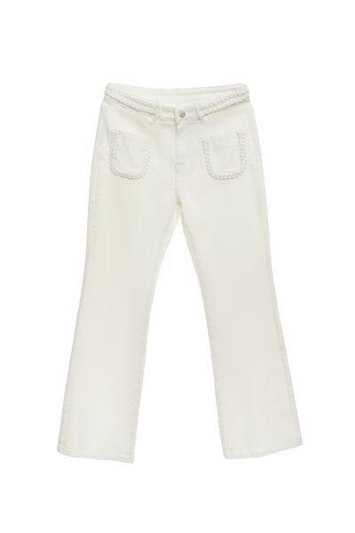 麻花裝飾牛仔長褲