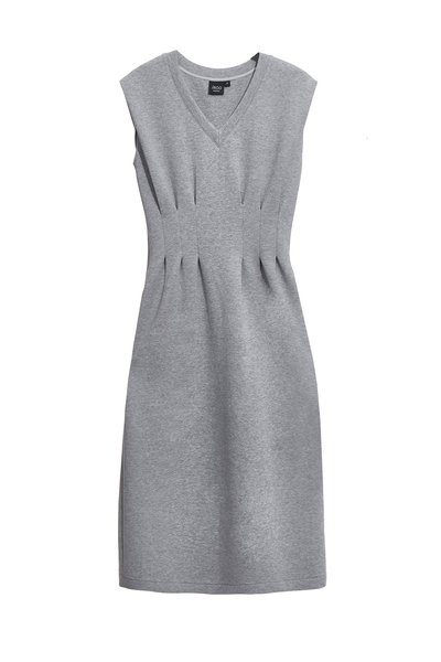 安靜灰極簡收腰洋裝