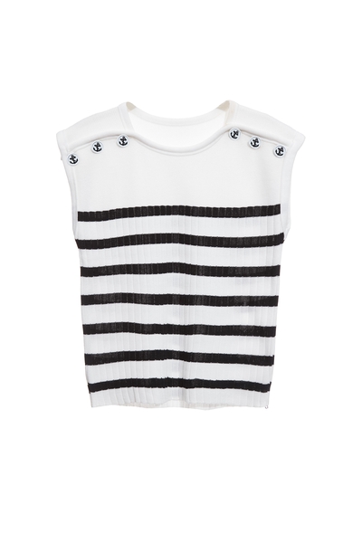 午夜藍條紋針織上衣