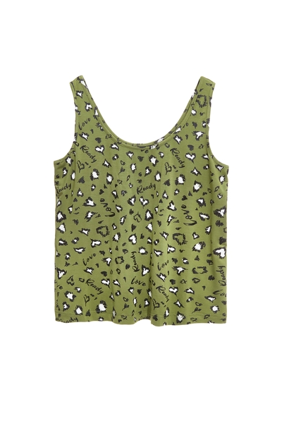 神秘綠豹紋印花背心