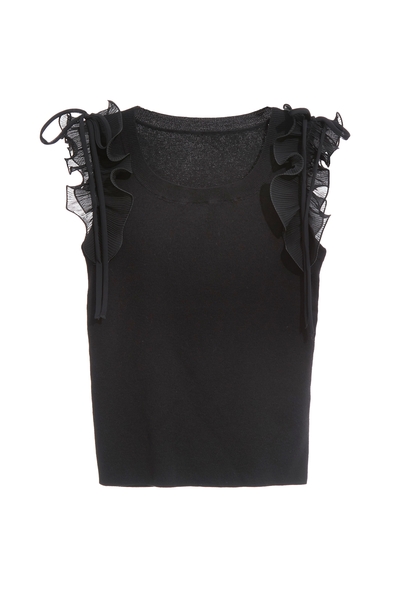 壓摺波浪荷葉背心針織