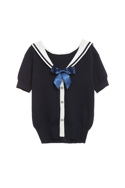 海洋洞穴色水手領針織