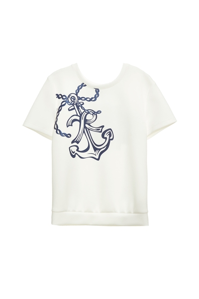 藍蔥繩索印花上衣