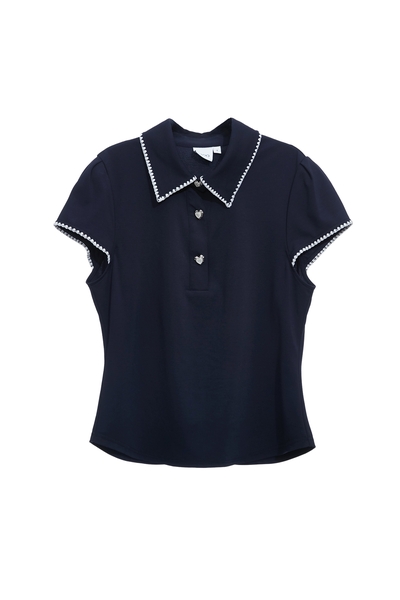 海洋洞穴色刺繡邊上衣