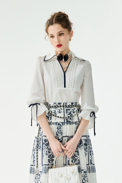 海洋洞穴色飾邊上衣