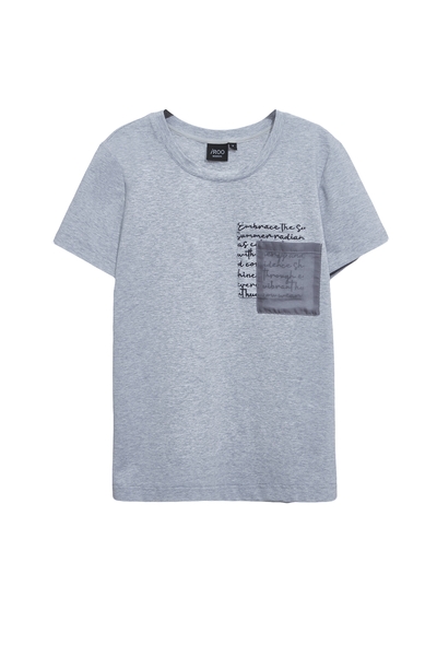 終極灰雙口袋繡花Ｔ