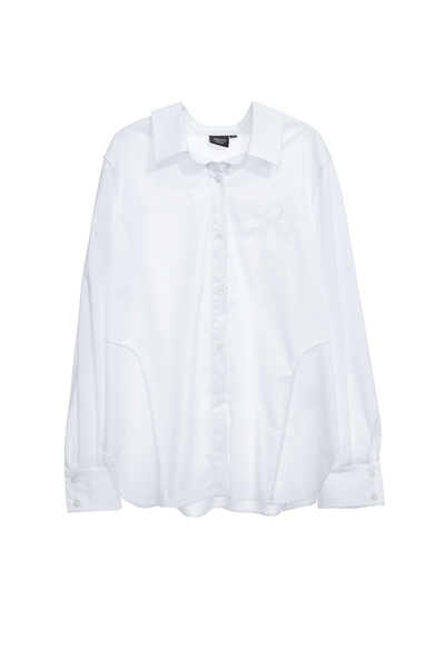 平塔克線條設計白襯衫