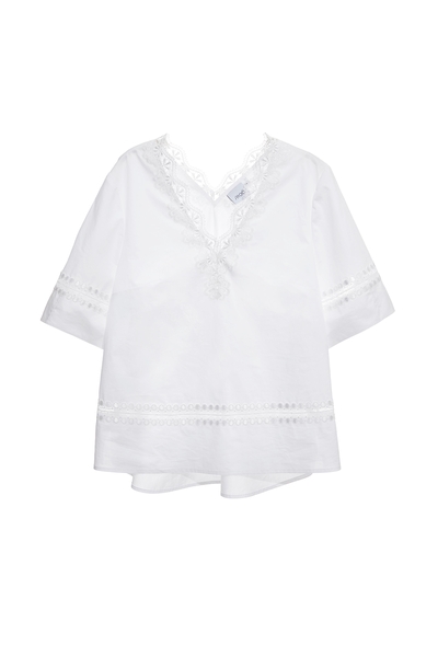 光學白崁蕾絲上衣