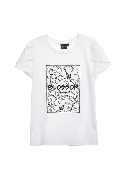 手繪花印繡圖騰T恤