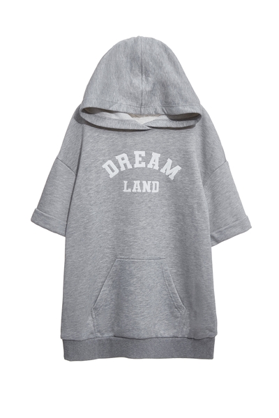 薄暮灰連帽長版Ｔ恤上衣