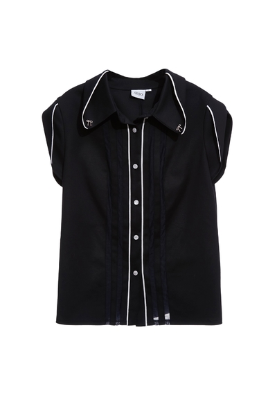 海軍藍鑲撞色邊上衣