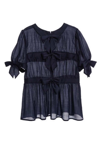 綴蝴蝶結造型單品上衣