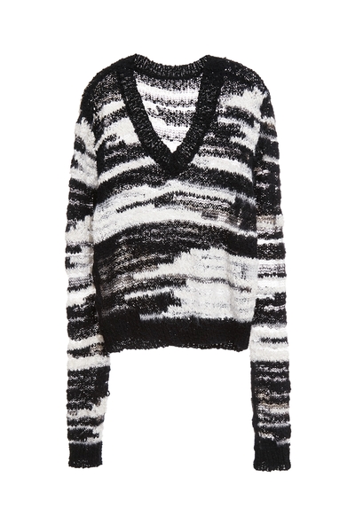 黑白V領針織上衣