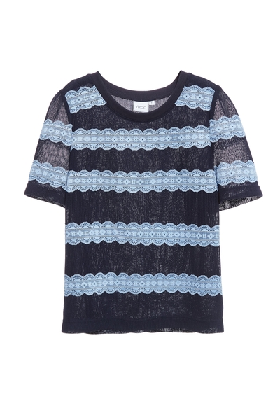 綴月光石藍蕾絲造型上衣