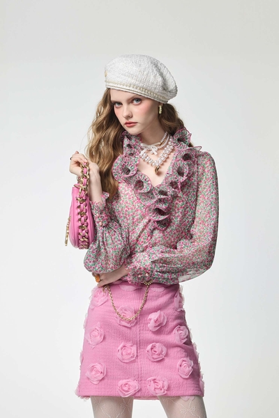 夏日花園印花上衣