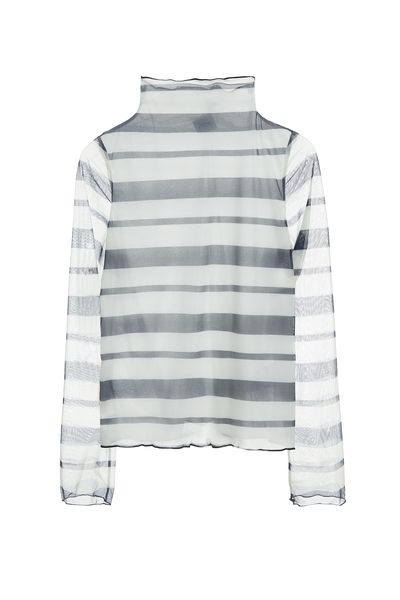 濃厚靛藍粗細配條上衣