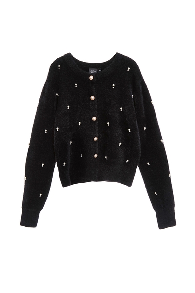 珍珠釘飾仿貂毛針織單品