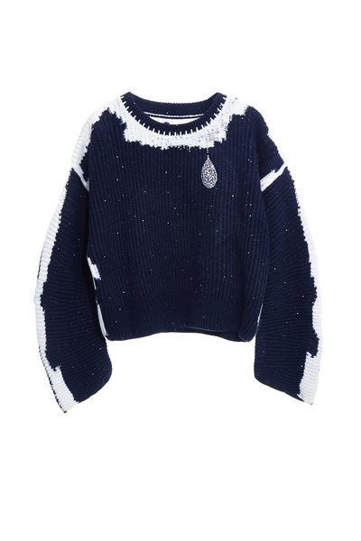 圓領造型針織上衣