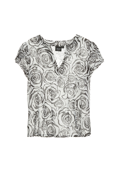 R字黑白玫瑰花單品上衣