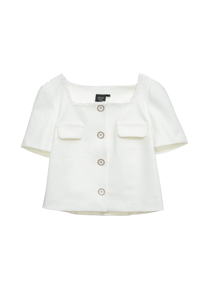 氣質方領鑽釦短袖外套