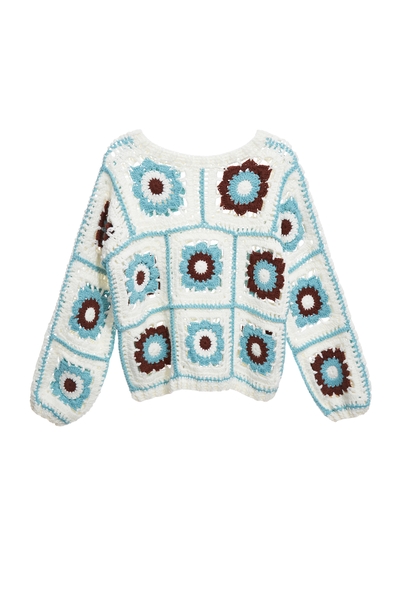 復古萬花筒手勾針織上衣