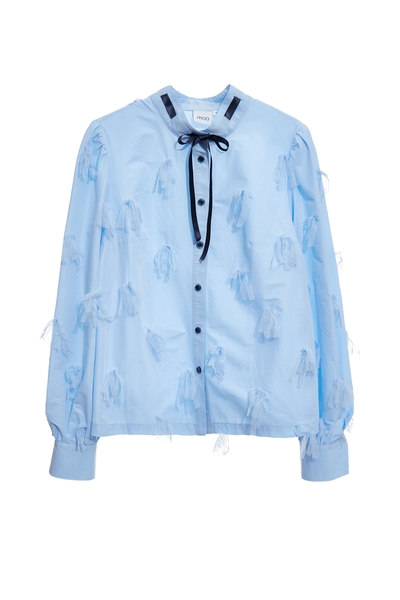 帆船藍鑲蝴蝶結上衣