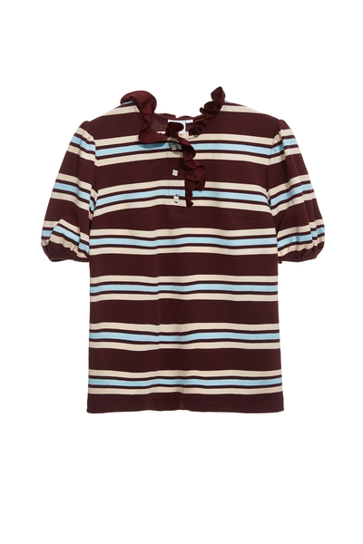 櫻桃巧克力色條紋上衣