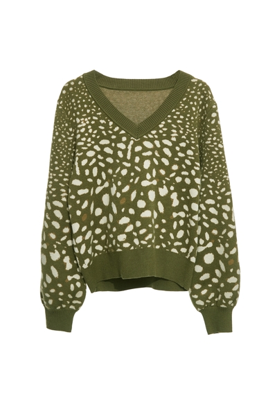 漸層鹿紋織花針織上衣