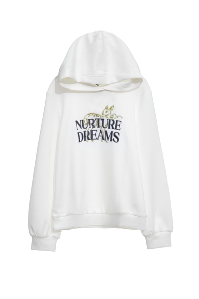 綴梅花鹿刺繡連帽上衣