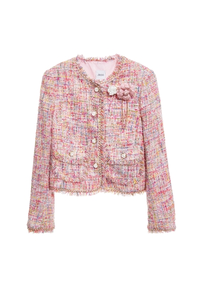 電光紫粉小香風花呢紗外套